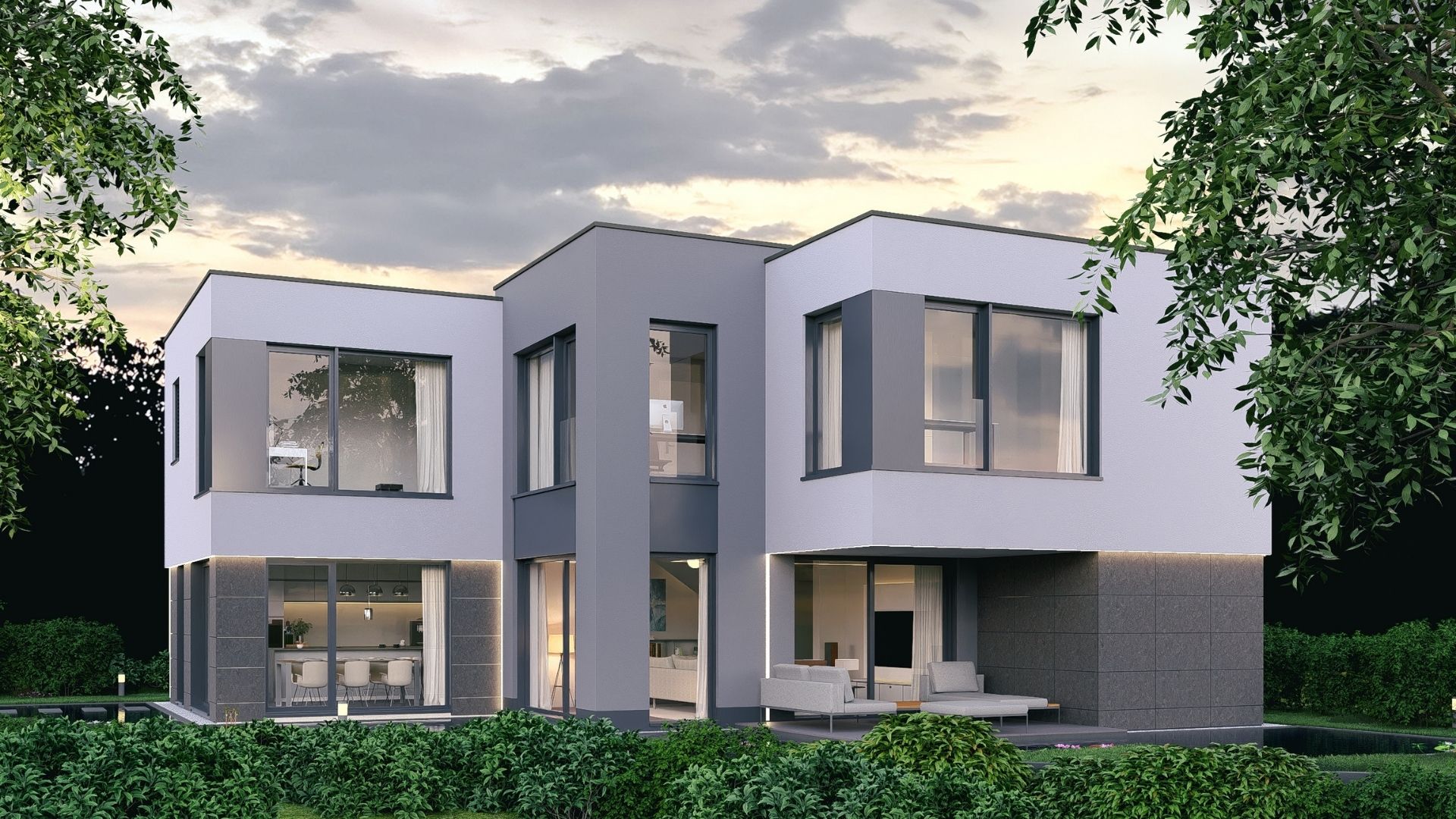 Villa im Abendlicht